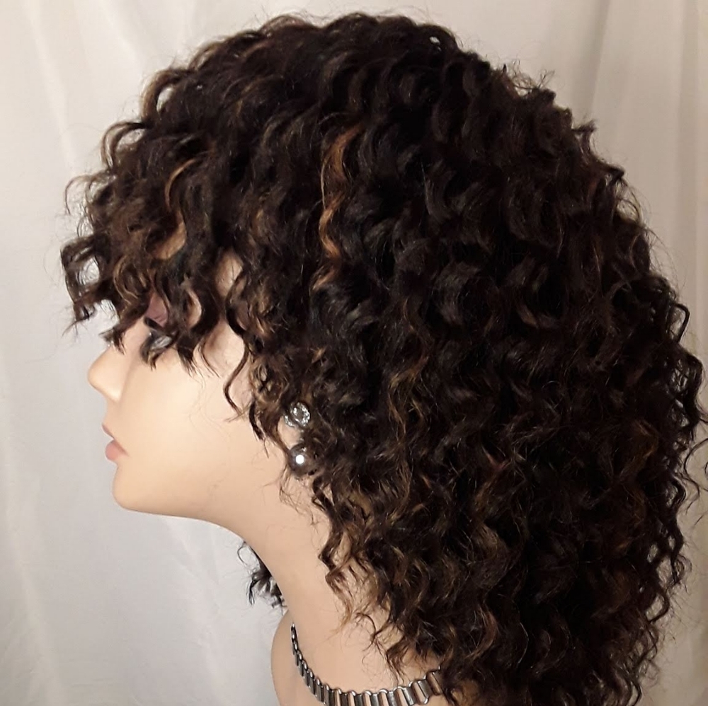New Handmade Deep Twist Crochet Wig w/Bangs #1b - Picture 5 of 6